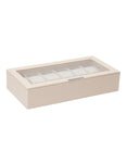 Wolf Stackable 12 Piece Watch Tray with Lid - Cream Saffiano - Suede Lining - 3098-53