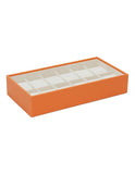 Wolf Stackable 12 Piece Watch Tray - Orange Saffiano Case - Cream Suede Lining - 3099-39