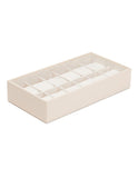 Wolf Stackable 12 Piece Watch Tray - Cream Saffiano Case - Suede Inner Lining - 3099-53