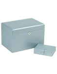 WOLF London Medium Jewelry Box - Ice Blue Leather - Travel Case - Mirror - 3151-24C