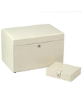 WOLF London Medium Jewelry Box - Cream Leather - Travel Case - Mirror - 3151-53C