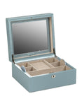 WOLF London Square Jewelry Box - Ice Blue - Leather - Mirror - LusterLoc - 3152-24A