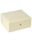 WOLF London Square Jewelry Box - Cream - Lizard Leather - Mirror - 3152-53