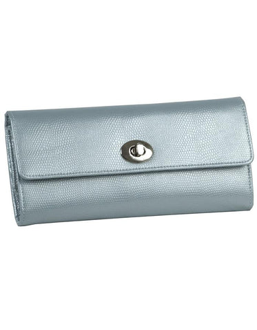 WOLF London Jewelry Roll - Ice Blue - Lizard Leather - LusterLoc - 3153-24