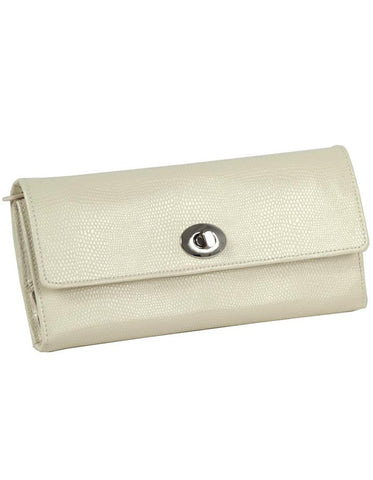 WOLF London Jewelry Roll - Cream - Lizard Leather - LusterLoc - 3153-53