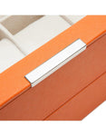 Wolf Set of 2 Stackable 12 Piece Watch Trays - Orange - Glass Lid - Suede Lining - 3197-39B