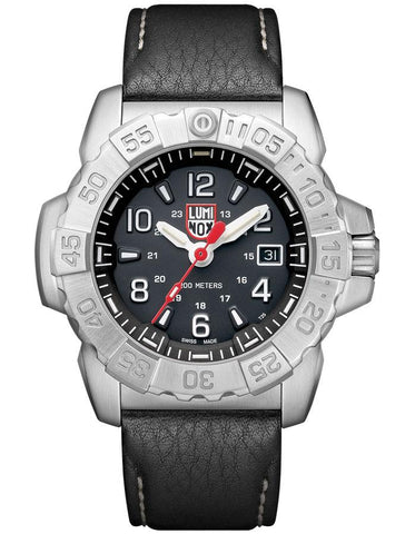 Luminox Navy Seal Steel Mens - Stainless Steel - Date - Black Leather Strap -200 - 3251