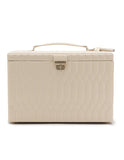 Wolf Caroline Extra Large Jewelry Case - Ivory Leather - Travel Case - Mirror - 3295-53B