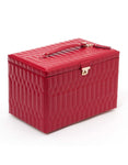 WOLF Caroline Extra Large Jewelry Case - Red Leather - Travel Case - Mirror - 3295-72