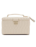 WOLF Caroline Medium Jewelry Case - Ivory Leather - Travel Case - Mirror - 3297-53B