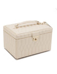 WOLF Caroline Medium Jewelry Case - Ivory Leather - Travel Case - Mirror - 3297-53