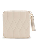 WOLF Caroline Zip Travel Case - Ivory Leather - LusterLoc Lining - Mirror - 3299-53A