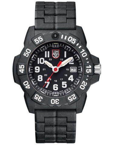 Luminox Mens Navy Seal Trident - White Accents - Carbon Link Bracelet - 200m - 3502