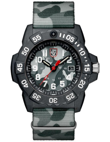 Luminox Navy Seal Mens -Black - Grey Camouflage Webbing Strap - Date - 200M - 3507.PH