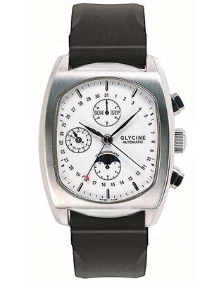 Glycine Altus Complique - White Face - Black Rubber Strap - 3827.11