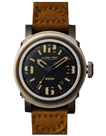 Lum-Tec Mens Abyss Automatic - Black Dial - Brown Leather Strap - Date - 400m - 400M-3_8e94e41e-3e77-4229-a7f7-8c359ddc2cb3