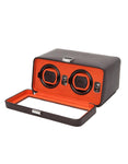 WOLF Windsor Double Watch Winder with Cover - Brown & Orange - Module 2.5 - 4526-06A_f795829b-163f-424a-9277-0d47b242cf59