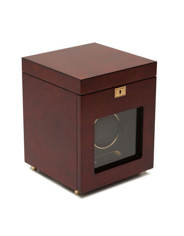 Wolf Designs Savoy 2.7 Burlwood Single Watch Winder with Storage - LED Signals - 4545-10_47e86e00-0423-4720-b709-1aff7b499e05