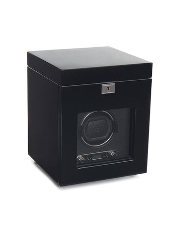 Wolf Designs Savoy 2.7 Black Single Watch Winder with Storage - Rotation Options - 4545-70_7d19622e-d808-43fc-899a-8d21f3f7ffb9