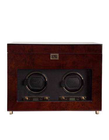 Wolf Designs Savoy 2.7 Burlwood Double Watch Winder with Storage - Watch Cuff - 4546-10_10d9b644-3214-4361-afff-a0e210106ac5