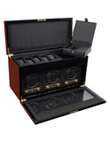 Wolf Designs Savoy 2.7 Burlwood Triple Watch Winder with Storage - LCD Display - 4547-10A_74022838-4936-42a0-939f-25b1685920d5