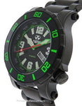 Reactor  Atlas Midsized Dive Watch - Black and Green - Black Steel Bracelet - 45509A