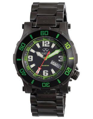 Reactor  Atlas Midsized Dive Watch - Black and Green - Black Steel Bracelet - 45509