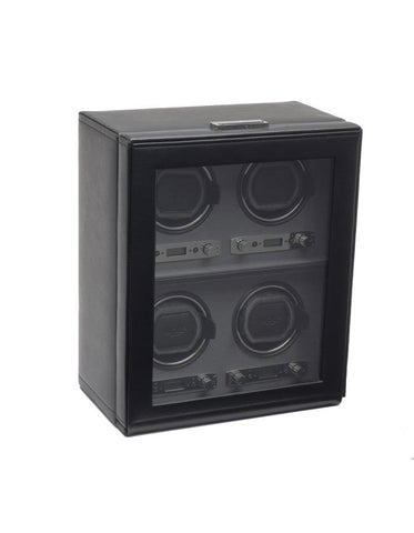 Wolf Designs Viceroy Module 2.7 - Four Watch Winder with Cover - Black Pebble - 4567-02_d2b6fa81-33ab-441d-8e02-9fbbeaa4a33c