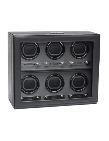 Wolf Designs Viceroy Module 2.7 - Six Watch Winder with Cover - Black Pebble - 4568-02_8e293919-a434-4f0f-bb33-a0f50cd06f3c