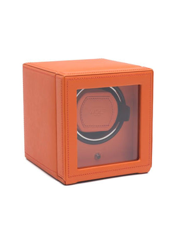 WOLF Single Cub Winder with Cover - Orange Saffiano Leather - Module 1.8 Winder - 4611-39_c746394b-b46b-4b44-a8aa-5e1dd9a385dc