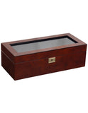 WOLF Savoy 5 Piece Watch Box with Key - Burlwood - 4615-10_39f08914-43d8-48ed-b97e-d67b19fe8936