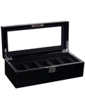 WOLF Savoy 5 Piece Watch Box with Key - Black - 4615-70A_d2255b9f-3126-4210-9203-e7ec291a89f9