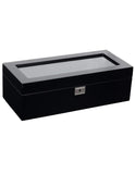 WOLF Savoy 5 Piece Watch Box with Key - Black - 4615-70_810fbce6-9dda-43b5-a51c-c4544d3d3eaf