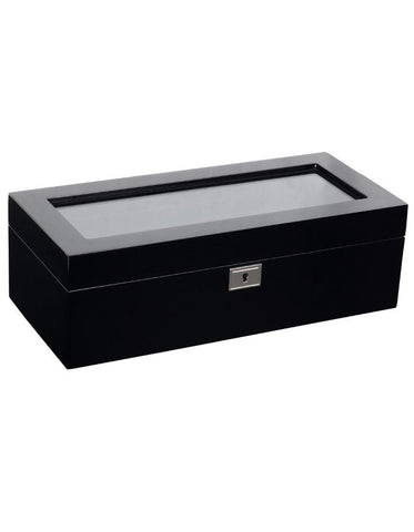 WOLF Savoy 5 Piece Watch Box with Key - Black - 4615-70_810fbce6-9dda-43b5-a51c-c4544d3d3eaf