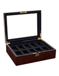 WOLF Savoy 10 Piece Watch Box with Key - Burlwood - 4616-10A_f4484fdd-87a8-4d7a-a39b-77e3671b152b