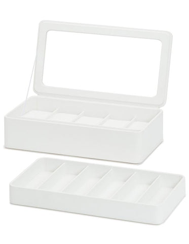 WOLF Smart Storage 6 Piece Watch Box - Strap Tray - White - Charging Station - 4631-01