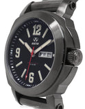 Reactor Fermi Mens Day/Date Watch - Matte Black Dial - Gumetal Steel - 48601A