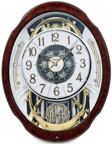 Rhythm Woodgrain Marvelous Musical Wall Clock - 30 Songs - Swarovski Crystals - 4MH412_e2f86688-b10f-4040-b32e-22bdc0e6d91f