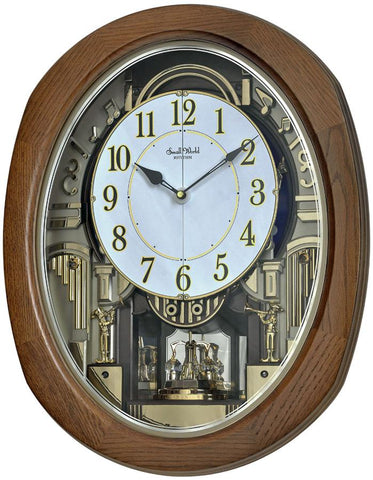 Rhythm Joyful Blessings Muscial Motion Wall Clock - 30 Melodies - Oak Case - 4MH414WU06