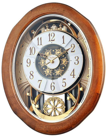 Rhythm Joyful Anthology Walnut Musical Motion Wall Clock - Swarovski - 30 Songs - 4MH420WU06_e2151db6-e6e9-448a-a5c2-a7d8e639ca2e