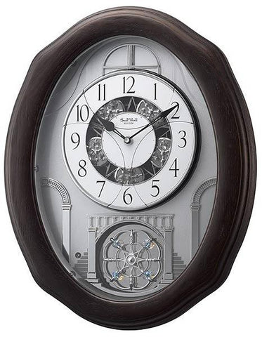 Rhythm Clocks Encore Espresso Magic Motion Musical Wall Clock - 30 Melodies - 4MH895