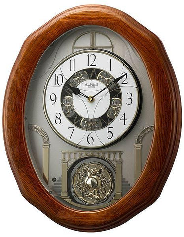 Rhythm Clocks Joyful Glory Magic Motion Musical Clock - 30 Songs - Wooden Case - 4MH897