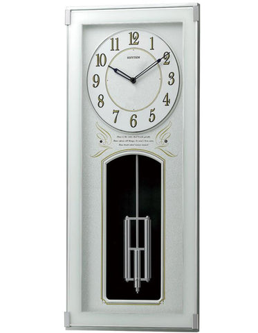 Rhythm Iris Musical Motion Wall Clock - Light Grey - Pendulum - 30 Songs - 4MJ433_e700dece-d1df-40ef-a0a7-5d08a418386f