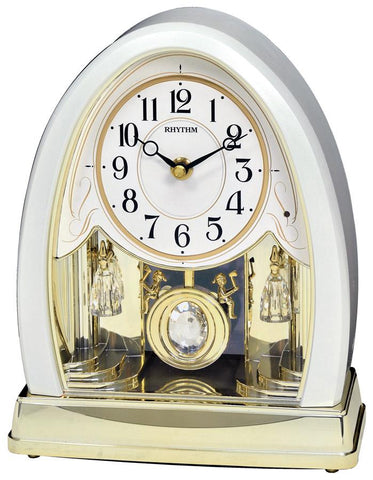 RhythmJoyful Crystal Pearl Musical Motion Table Clock - 12 Melodies - 4RJ641WU03_8499d84c-d7b1-4ac1-8882-c92d84f1ec5c