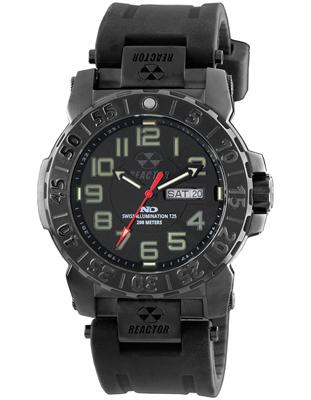 Reactor Mens Trident 2 - All Black Design - Rubber Strap - NeverDark - 200m - 50581