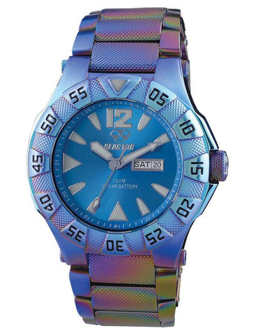 Reactor Mens Gamma - Ionized Stainless Steel - Blue Dial - Day/Date - 300M - 53999-REACTOR