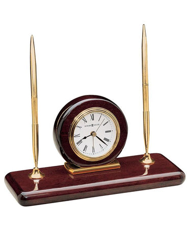 Howard Miller Rosewood Desk Set Clock - Two Pens - Wooden Base and Frame - 613-588_9eb64a0a-f967-4a68-b01a-404e968f3d31