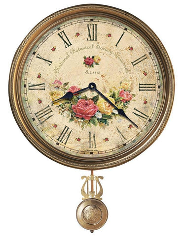 Howard Miller Savannah Botanical Pendulum Wall Clock - Floral Design - 620-440