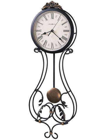 Howard Miller Paulina Pendulum Wall Clock - Charcoal Grey Wrought Iron - 625-296