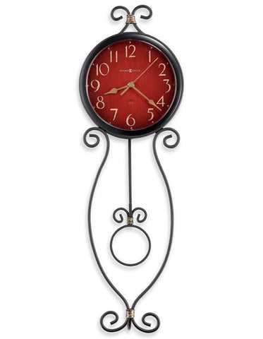 Howard Miller Addison Pendulum Wall Clock - Wrought Iron - Red Dial - 625-392